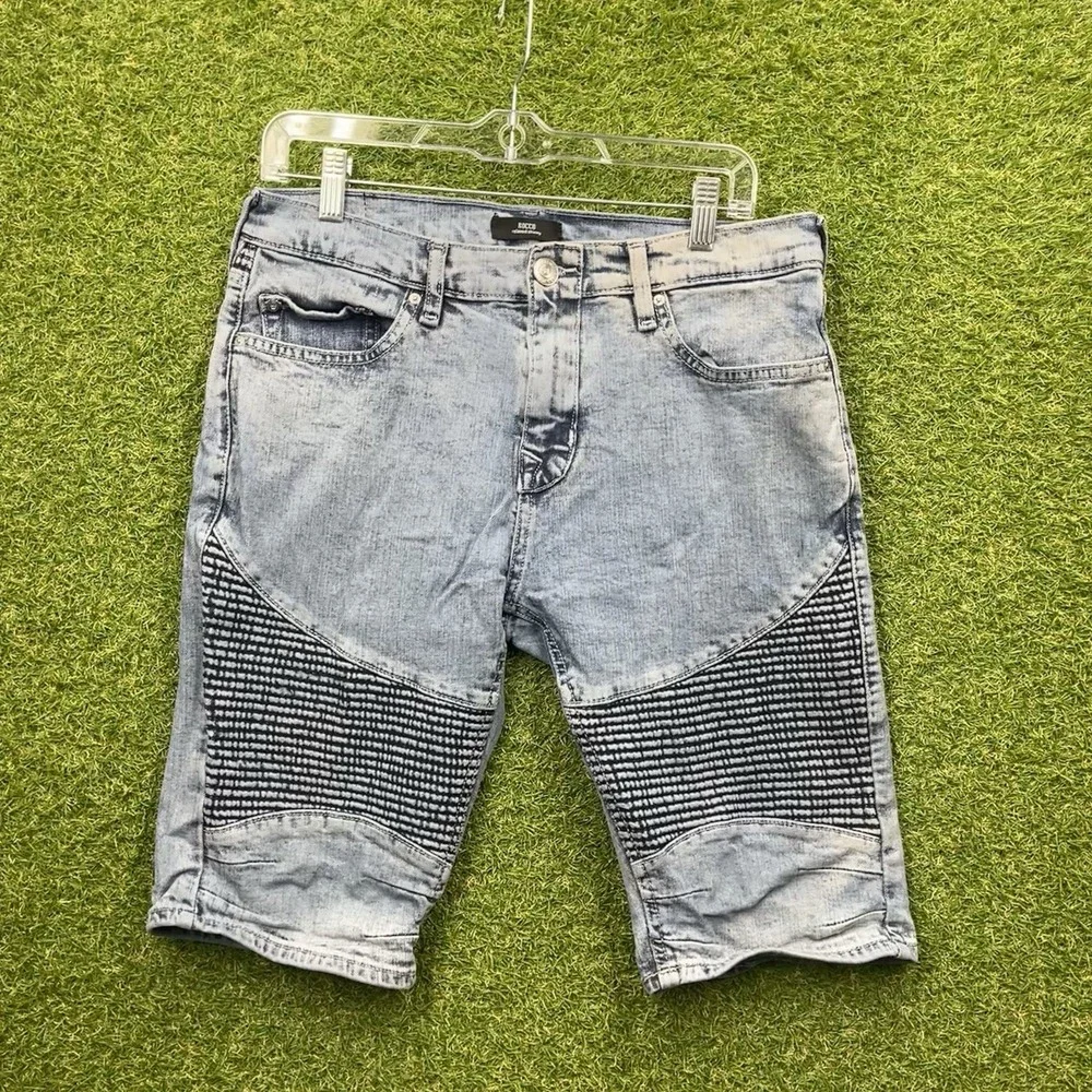 True Religion Rocco Moto Shorts Mens 28 Medium Harmonious Wash Relaxed Skinny